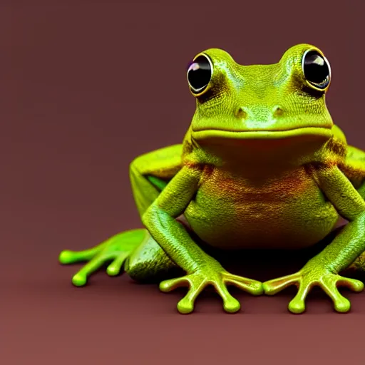 Prompt: a small frog standing on two feet at the hotel reception entry, 3 d render, houdini 3 d, octane 3 d