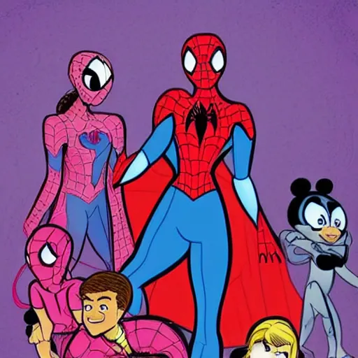 Image similar to princess spiderman, in the disney marvel style,