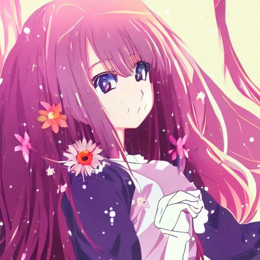 Image similar to a cute girl with pretty face, pretty clothes, anime key visual, anime, typography