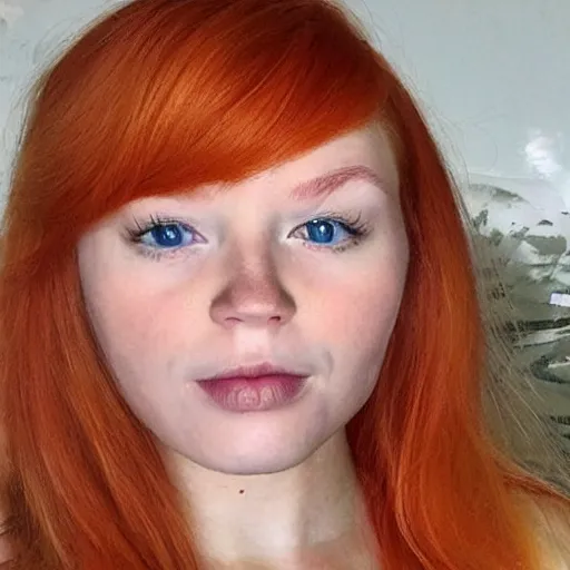 Image similar to photo of a human and orange tabby cat hybrid