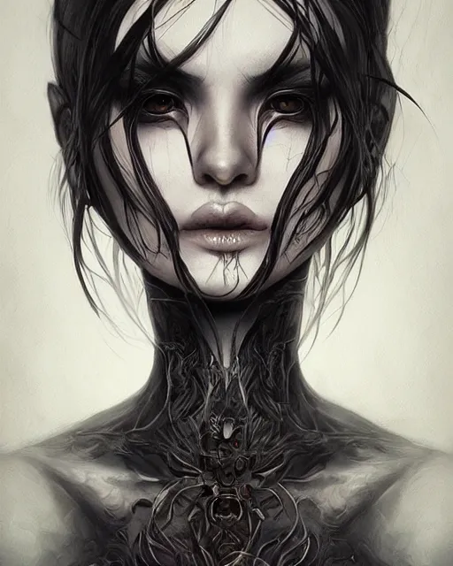 Image similar to portrait of the embodiment of darkness by Valentina Remenar, artgerm, trending on artstaton, intricate