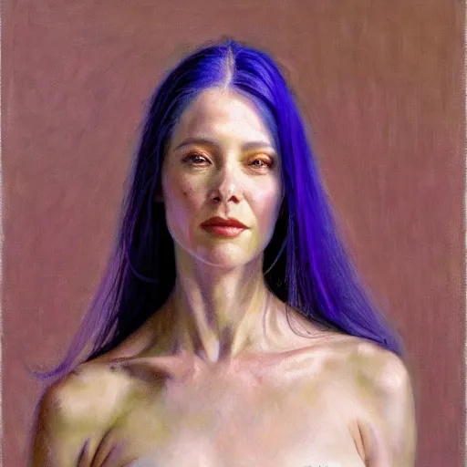 Prompt: portrait of a blue and pink queen, by donato giancola.