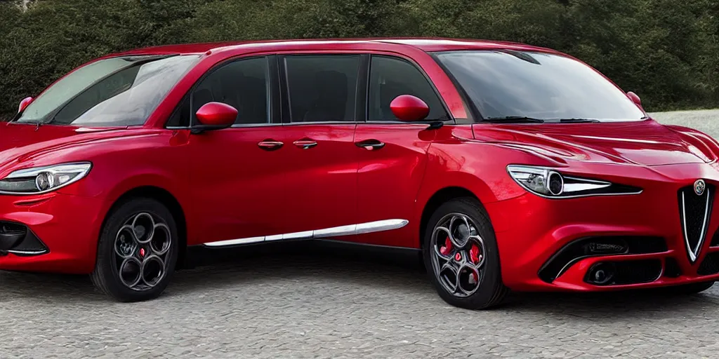 Image similar to “2022 Alfa Romeo Minivan, red”