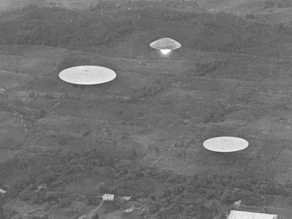 Prompt: A Vintage Photograph of a UFO over a Farm in Pennsylvania in 1923