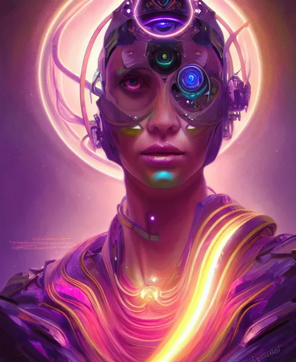 Prompt: a whirlwind of souls rushing inside the metaverse, half body, glowin eyes, tiara, pharaoh, android, cyborg, cyberpunk face, by loish, d & d, fantasy, intricate, elegant, highly detailed, colorful, vivid color, digital painting, artstation, concept art, art by artgerm and greg rutkowski and alphonse mucha