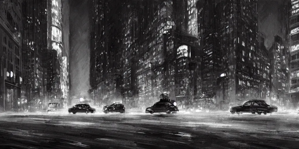 Image similar to taxi through the streets of chicago, night time, dramatic lighting, german expresionism, noir film, character sheet, fine details, concept design, high contrast, anthrophomorfic animals, kim jung gi, greg rutkowski, trending on artstation, 8 k, full body, turnaround, front view, back view, ultra wide angle