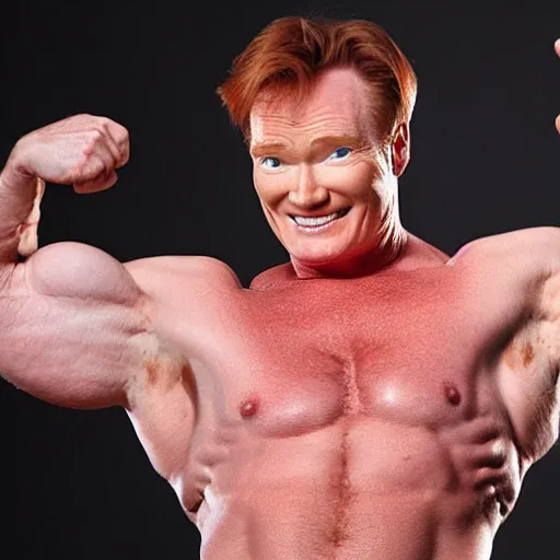 Image similar to Conan O\'Brien as a body builder