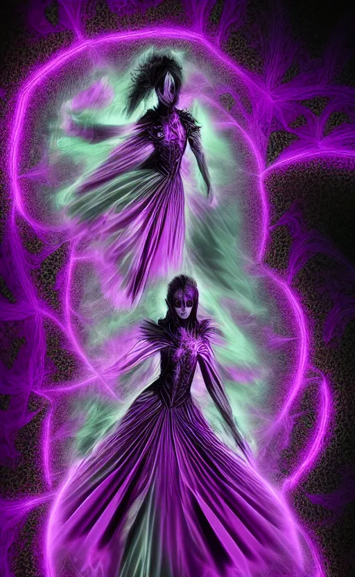 Prompt: Gothic princess in dragon armor made of Fractal flame,