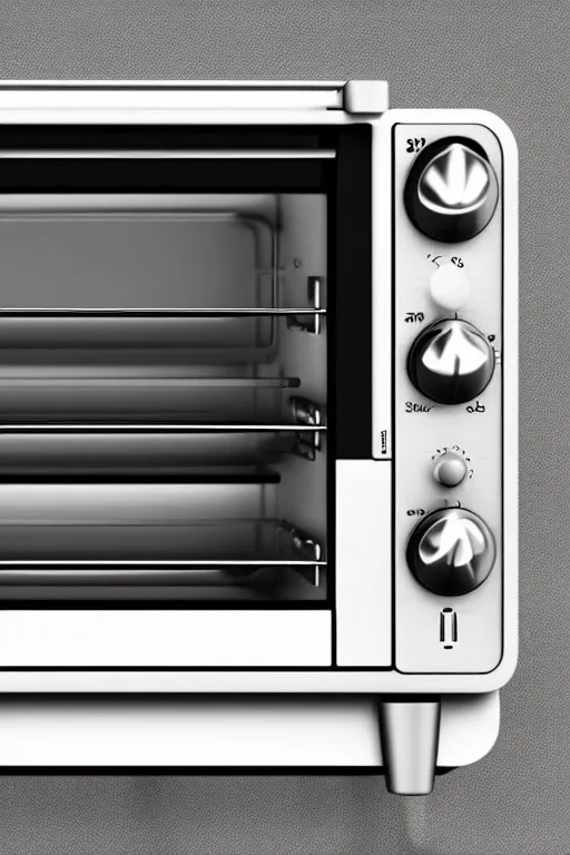 Prompt: Gorgeous 3D render of the iconic Braun toaster oven designed by Dieter Rams