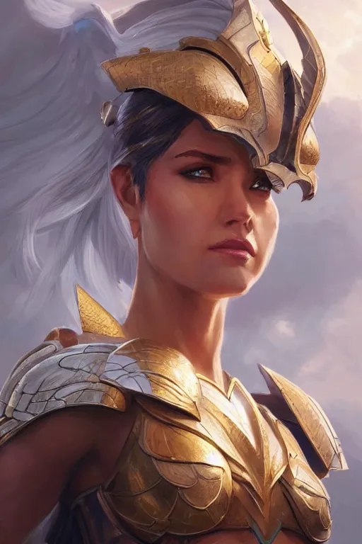 Image similar to amazon valkyrie athena, d & d, fantasy, portrait, highly detailed, headshot, digital painting, trending on artstation, concept art, sharp focus, illustration, art by artgerm and greg rutkowski and magali villeneuve