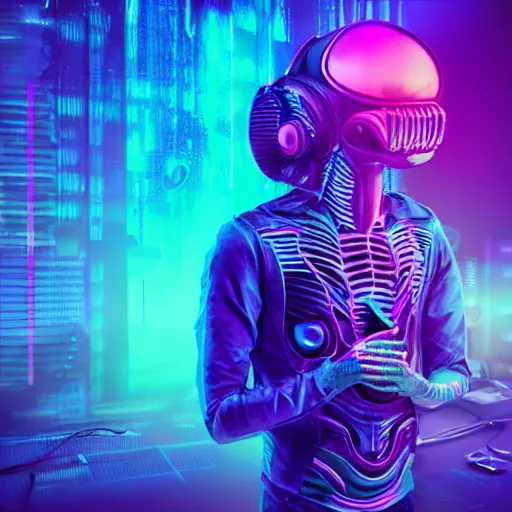 Image similar to a realistic detailed studio portrait photo of a beautiful alien ghost, synthwave cyberpunk psychedelic vaporwave