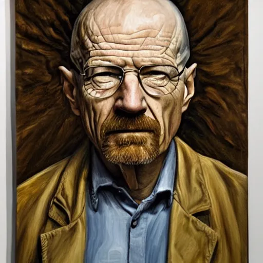 Image similar to high quality high detail painting by lucian freud, hd, portrait of walter white