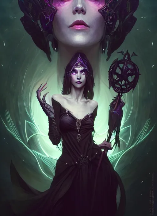 Image similar to a beautiful cinematic female Necromancer Sorceress, galatic shamen with Quantum energy fantasy, fantasy magic, undercut hairstyle, dark light night, intricate, elegant, sharp focus, illustration, highly detailed, digital painting, concept art, matte, art by WLOP and Artgerm and Greg Rutkowski and Alphonse Mucha, masterpiece