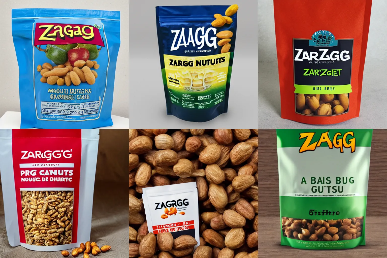 Prompt: a bag of Zarg-nuts, product photo