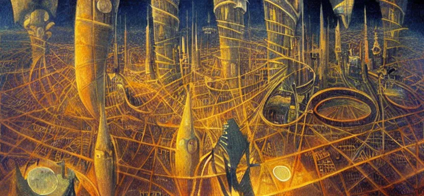 Image similar to beautiful masterpiece painting of a futuristic city under the sea, cyberpunk, by Remedios Varo 8k,