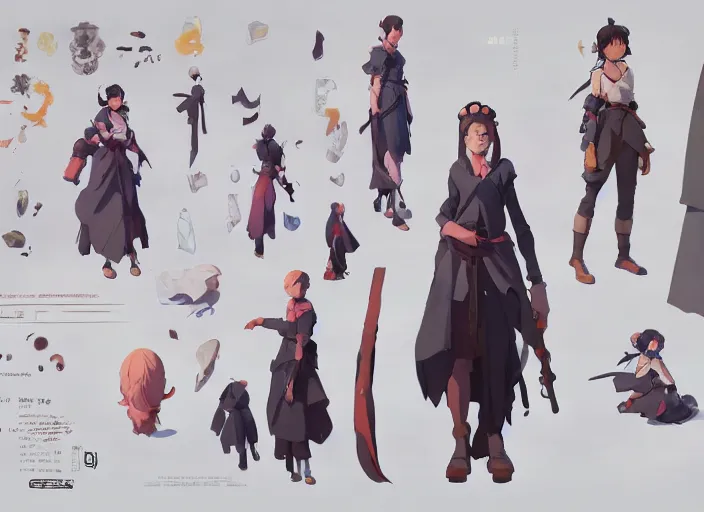 Prompt: character sheet for a beautiful girl, for genshin impact by greg rutkowski, james gilleard, atey ghailan, makoto shinkai, goro fujita, studio ghibli, rim light, exquisite lighting, clear focus, very coherent, plain background, soft painting by huang guangjian and gil elvgren and sachin teng