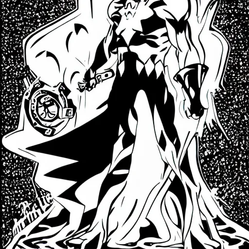 Image similar to Spawn by Todd-MacFarlene, SVG, Vector sticker, flat colors, full-body, uncropped, white-space-surrounding-subject