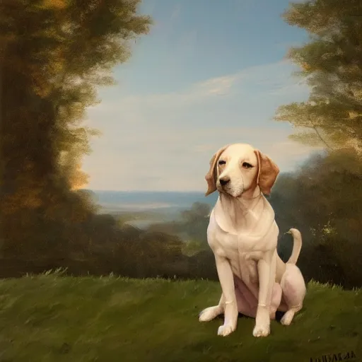 Prompt: a portrait of a dog in a scenic environment by mary beale, royal, trending on artstation