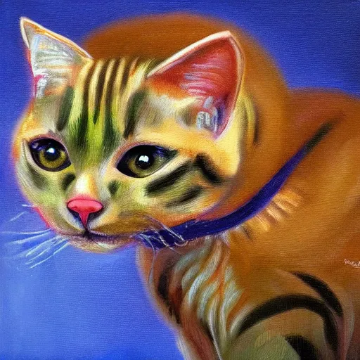 Prompt: a cat mixed with a caterpillar, oil painting, realistic, hybrid