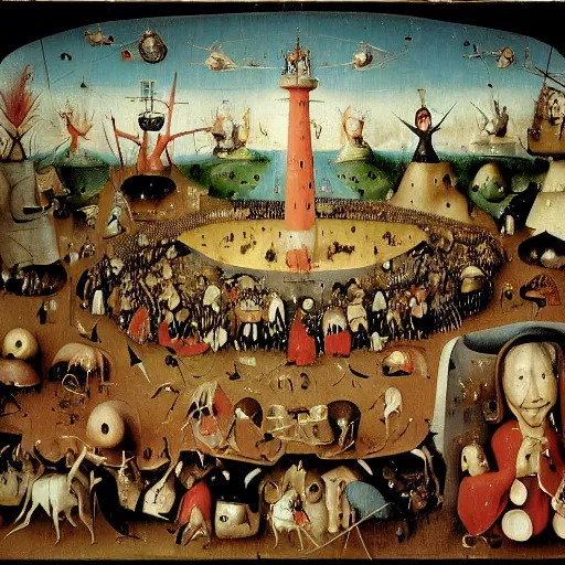 Image similar to where is waldo? by hieronymus bosch, highly detailed,