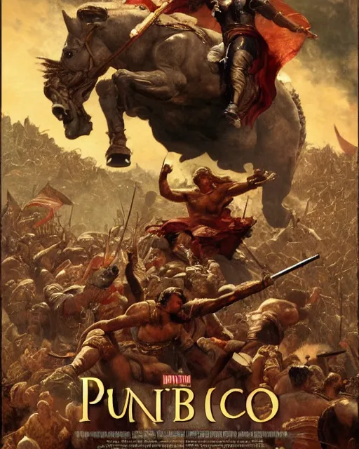 Prompt: Movie poster of the Punic Wars, Highly Detailed, Dramatic, Heroes, A master piece of storytelling, wide angle, cinematic shot, highly detailed, cinematic lighting, by frank frazetta + ilya repin , 8k, hd, high resolution print
