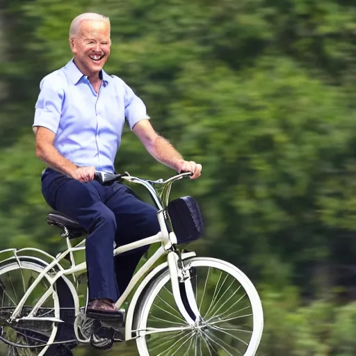 Prompt: Joe Biden riding a bicycle properly