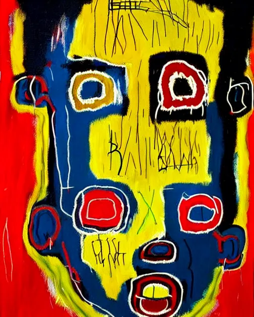 Image similar to stunning realistic portrait painting of a african dolls by jean - michel basquiat