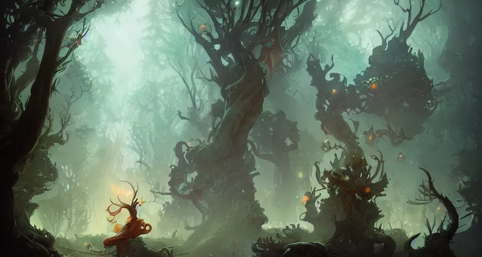Image similar to Enchanted and magic forest, by Peter Mohrbacher
