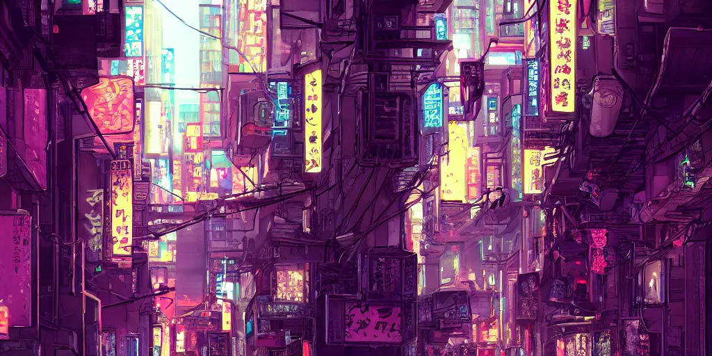 Image similar to a back alley in cyberpunk Tokyo by kirokaze