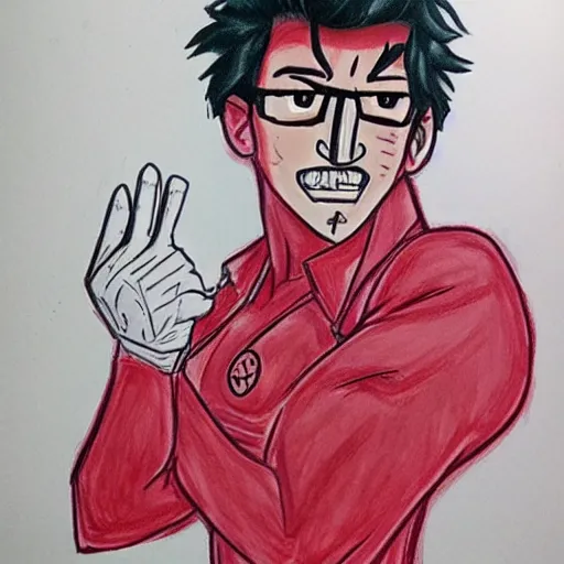 Image similar to markiplier drawn in the style of jojo's bizarre adventure