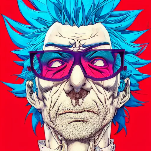 Prompt: 3 0 0 0 rick sanchez portrait soft light by james jean and katsuhiro otomo and erik jones, inspired by akira anime, smooth face feature, intricate high detail, sharp high detail, manga and anime