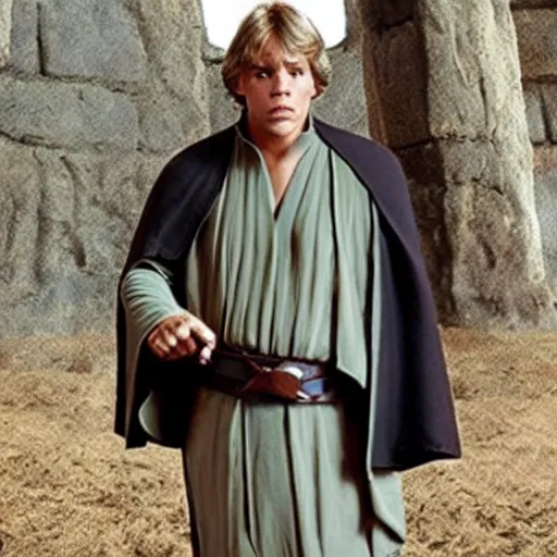 Image similar to Luke Skywalker holding a Bible