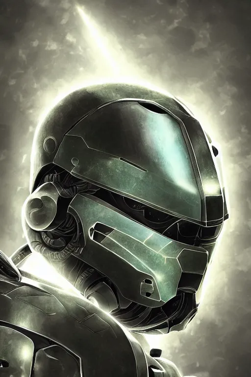 Image similar to robot ninja mask helmet halo master chief radiating a glowing aura global illumination ray tracing hdr fanart arstation by ian pesty and katarzyna da „ bek - chmiel