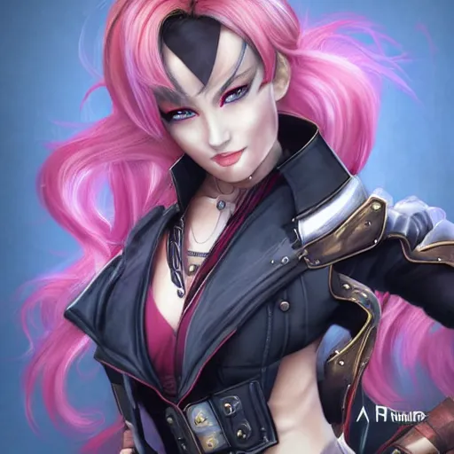 Image similar to a realistic photograph of vi from arcane