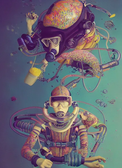 Prompt: scuba diver :: by Martine Johanna and Simon Stålenhag and Chie Yoshii and Casey Weldon and wlop :: ornate, dynamic, particulate, rich colors, intricate, elegant, highly detailed, centered, artstation, smooth, sharp focus, octane render, 3d