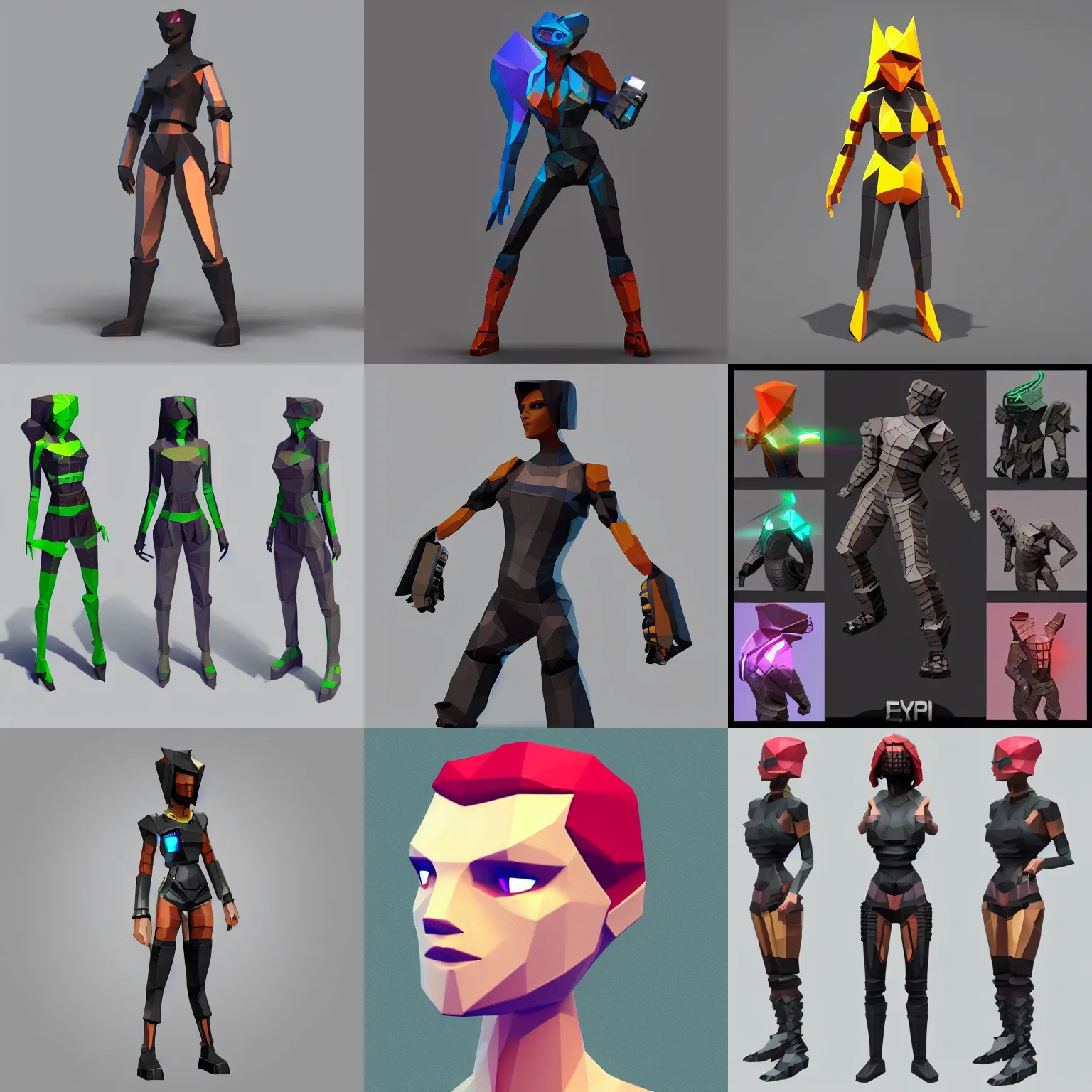 Prompt: cybepunk game hero trending on artstation unreal engine low poly