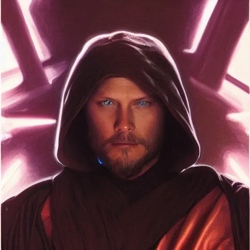 Image similar to Portrait of Travis Fimmel as a sith lord from star wars, full length shot, shining, 8k highly detailed, sharp focus, illustration, art by artgerm, mucha, bouguereau