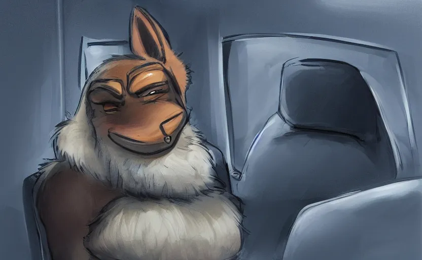 Image similar to a dressed in the police uniform anthropomorphic furry sleeping on duty in the police car, artstation hq, stylized, symmetry, modeled lighting, expressive, studio photo refined, highly detailed, hyper realistic, furry, sense of awe, zootopia style