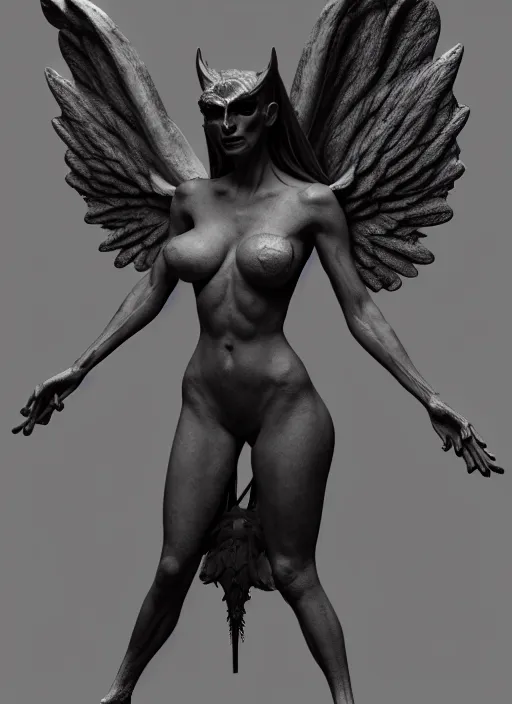 Image similar to complex 3 d render hyper detailed ultra sharp of a beautiful azazello is one of the demonic and mystical characters in the work, a negative character in biblical stories, a fallen angel who opposed the will of god. trending on artstation, 8 k