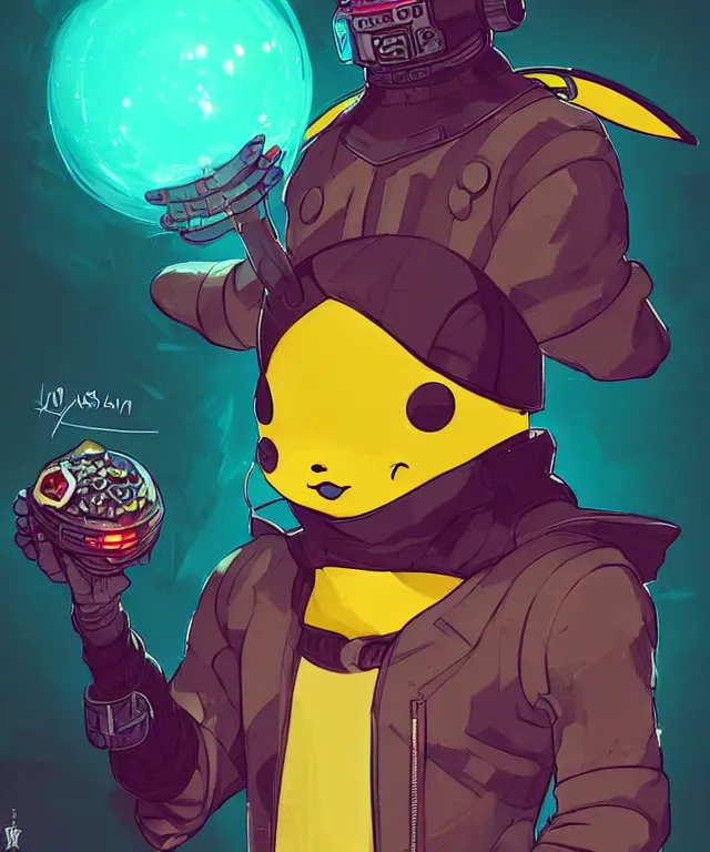 Image similar to a portrait of an anthropomorphic cyberpunk pikachu, holding rice ball, cyberpunk!, fantasy, elegant, digital painting, artstation, concept art, matte, sharp focus, illustration, art by josan gonzalez