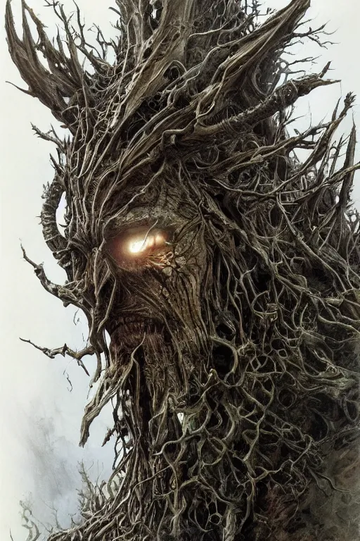 Image similar to full body concept art of Treebeard wearing iron man armor made with porcelain by Jeff Easley and Peter Elson + beautiful eyes, beautiful face + symmetry face + galaxy + gothic, surreal, dread + highly detailed, intricate complexity, epic composition, magical atmosphere + masterpiece, award winning + trending on artstation