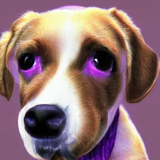 Image similar to A cute purple dog, photorealistic