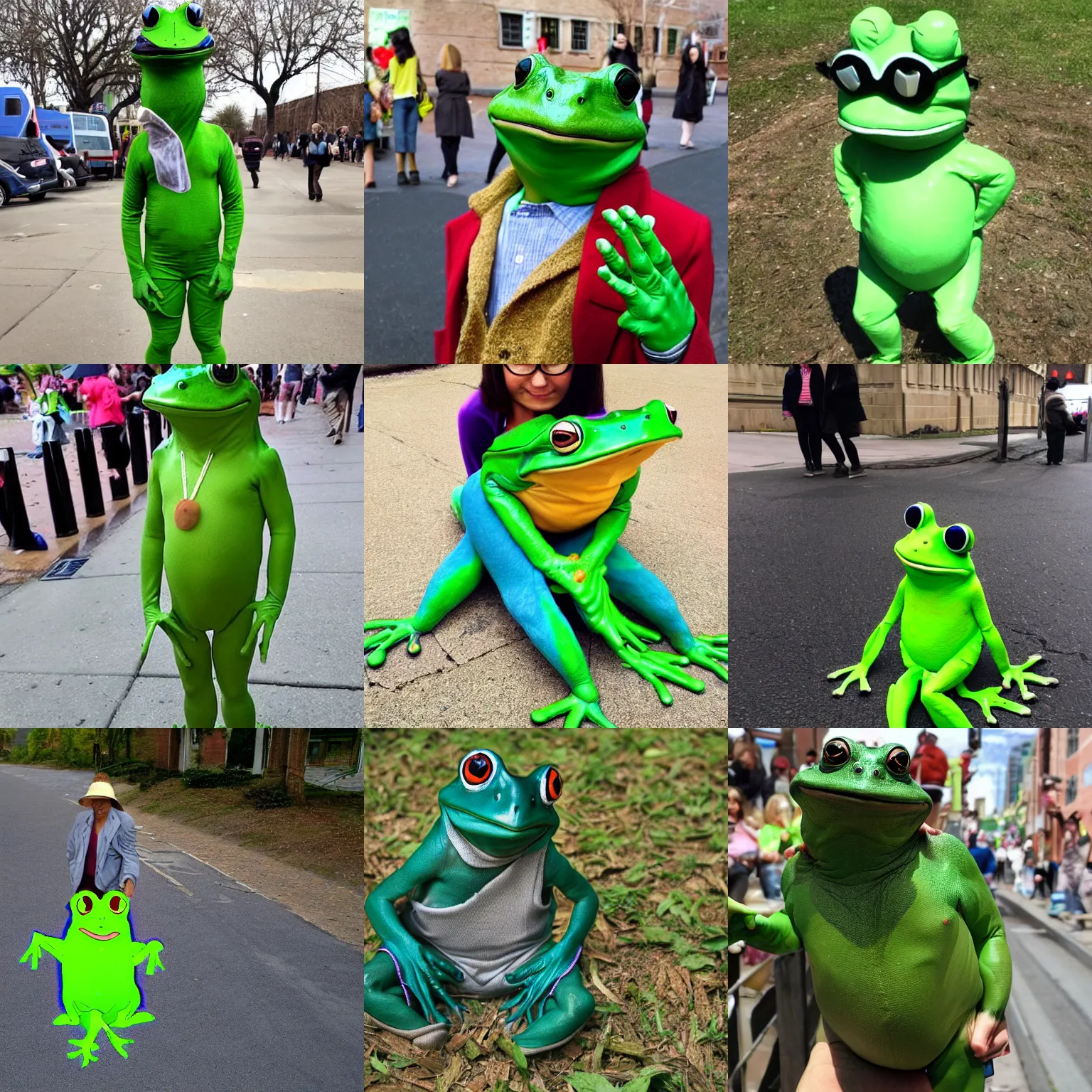 Prompt: a human dressed as a frog