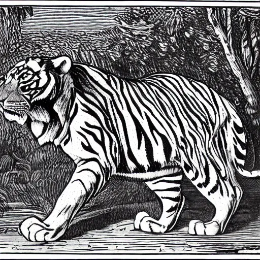 Prompt: sabertooth tiger with large tusks drawn like a BAYC NFT, illustrated style