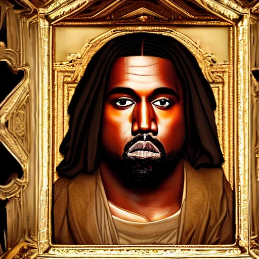 Prompt: kanye west as jesus, Cinematic, Portrait, Ultra-HD, Beautiful Lighting, insanely detailed and intricate, hypermaximalist, elegant, ornate, hyper realistic, super detailed