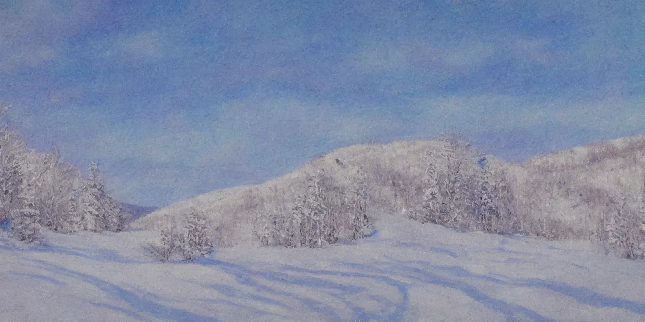 Prompt: laurentian mountains in winter, impressionist landscape painting