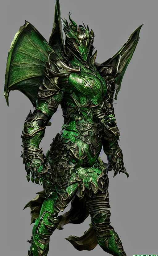 Image similar to Green dragon armor, bronze statue, unreal engine, high detailed