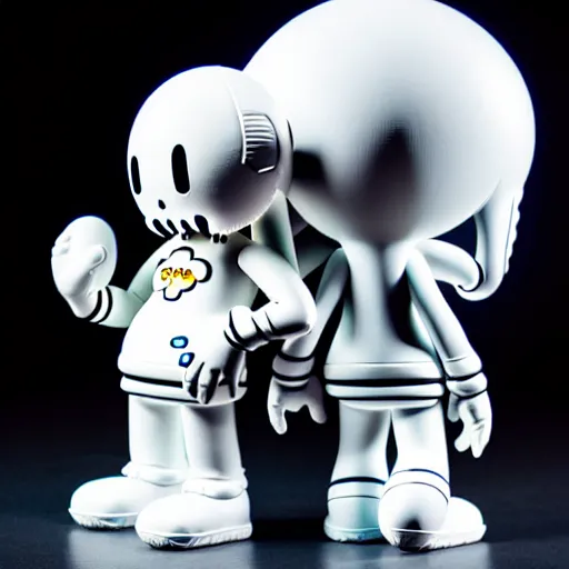 Image similar to an all white art vinyl figure with a microwave oven for a head, in the style of guggimon, kidrobot, sket - one x iamretro, kenny wong x pop mart, space molly, frank kozik, guggimon, kaws studio lighting, subsurface diffusion, 8 k - h 7 6 8