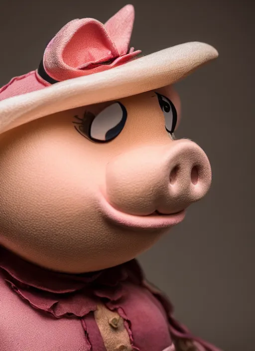 Prompt: portrait of ms. piggy as the plain doll from bloodborne, natural light, detailed face, canon eos c 3 0 0, ƒ 1. 8, 3 5 mm, 8 k, medium - format print, half body shot