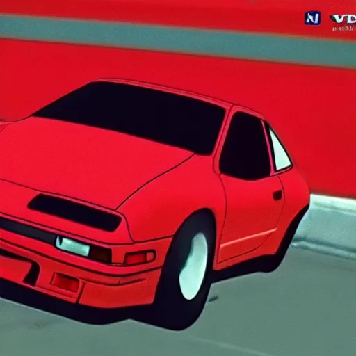 Image similar to stillframe of a 2 0 0 0 honda logo in dark red comor in the initial d series